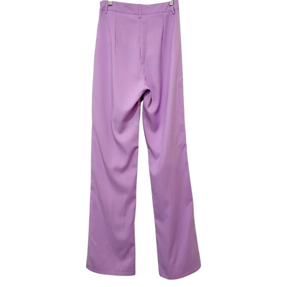 PrettyLittleThing Lilac Flare High Waist Trousers Pants 4 Bell Bottom Cleanlook - Picture 3 of 9